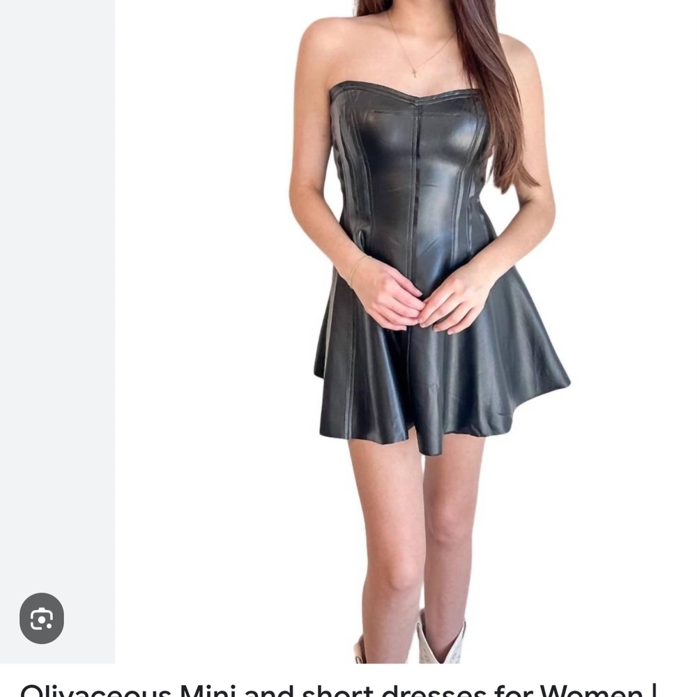 Olivaceous Black Strapless Skater Dress Medium Vegan Leather